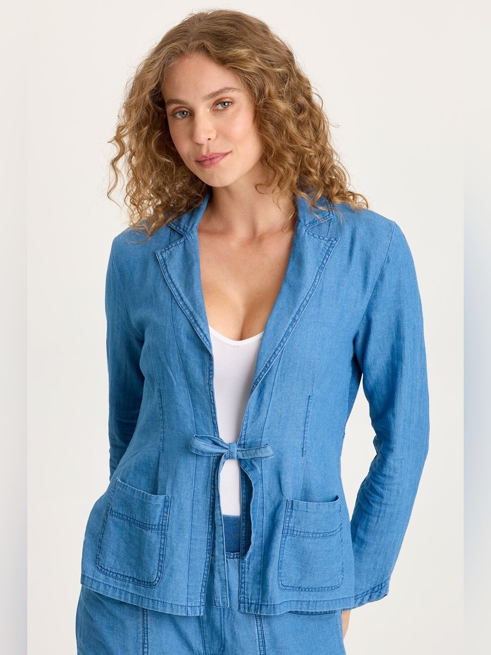XCVI Floris Indigo Front Tie Jacket